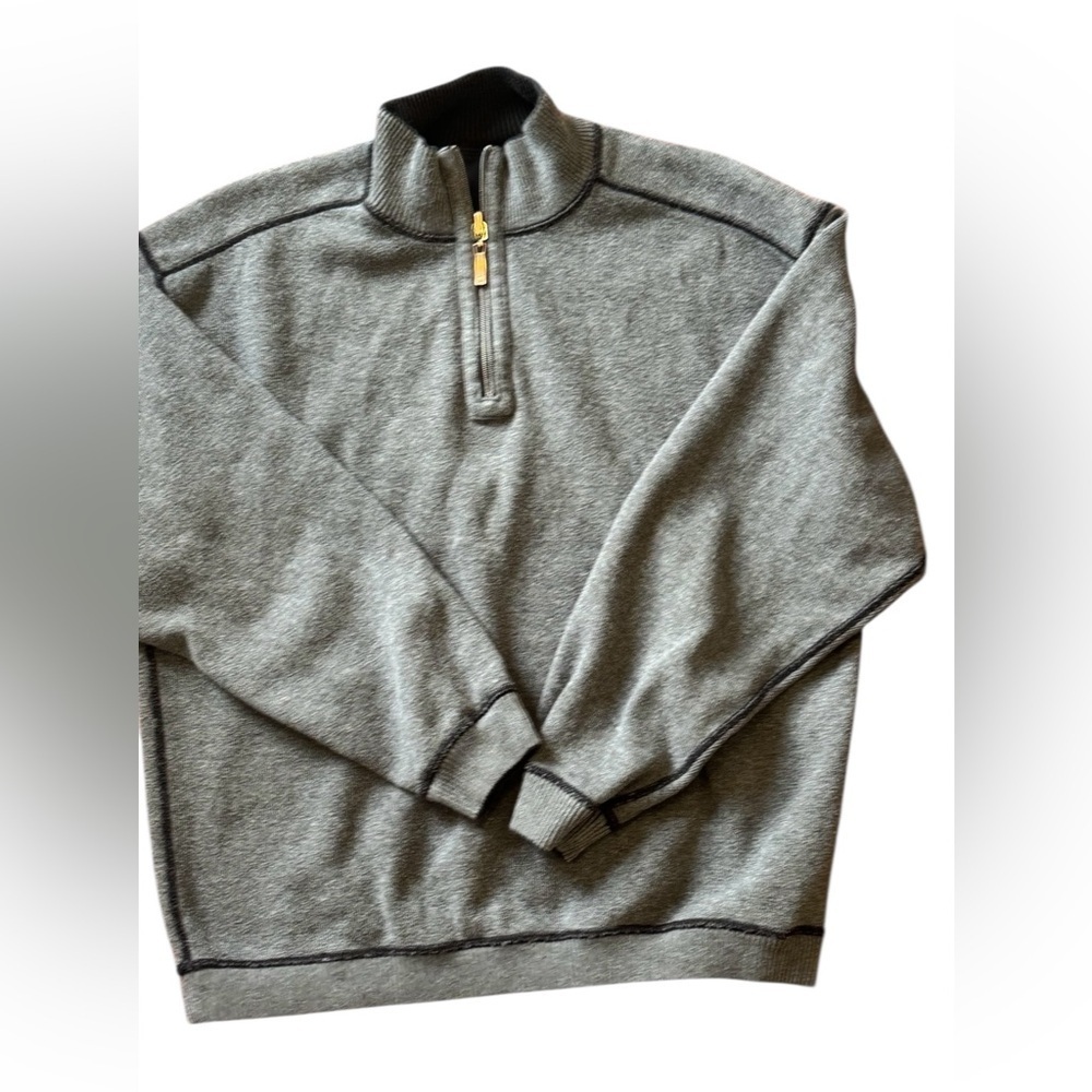 Tommy Bahama Reversible Sweater Mens L Long Sleeve Pullover gray and Black - Picture 4 of 9